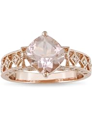10k Rose Gold Accent Diamond and Morganite Ring (0.021 Cttw, G-H Color, I2-I3 Clarity)