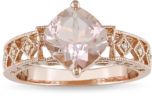 Cheap 10k Pink Gold .02ct TDW Diamond and Morganite Ring