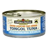Crown Prince Natural Chunk Light Tongol Tuna in Water, No Salt Added, 6.125-Ounce Cans (Pack of 24)