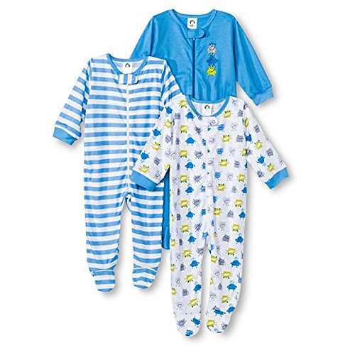 Gerber Onesies Baby Boy Sleep N' Play Sleepers 3 Pack Monster