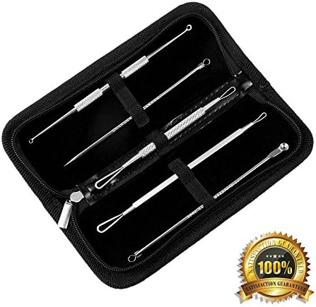 Deulia® Blackhead Pimple Remover Kit Decent Surgical Steel 5-Piece Skin Care Set Comedones Extractor Tools