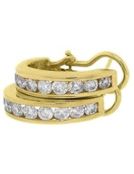1.92 Carat Round Diamond Hoop Earrings