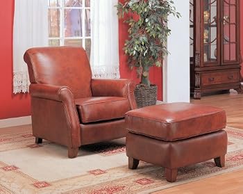 Top Grain Premium Leather Chair and Ottoman
