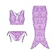 3pcs Fancy Children Swimmable Mermaid Tail Swimsuit Set Bikini