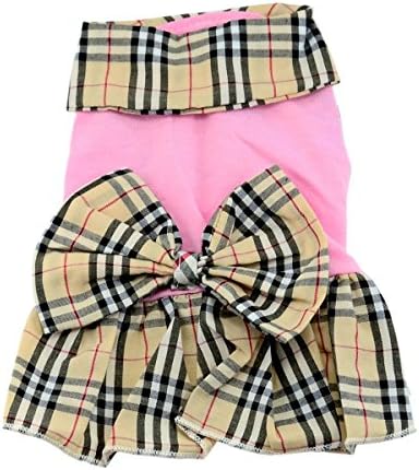 Paico Pet Fashion Bow-knot Plaid Pet Skirt Party Dress Clothes M