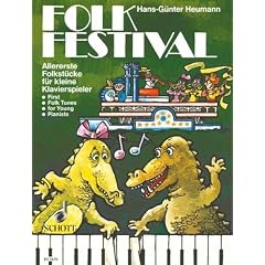 FOLK FESTIVAL f�r Klavier mit Bleistift -- Allererste Folkst�cke f�r kleine Klavierspieler, sehr leicht gesetzt mit gro�en Noten von Hans-G�nter Heumann (Noten/sheet music)
