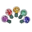 Set of 25 Multi-Colored LED G40 Tinsel Christmas Lights - Green Wire