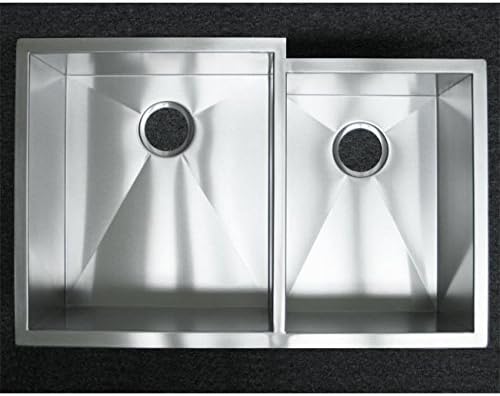 33 Inch Stainless Steel Undermount 60/40 Offset Double Bowl Kitchen Sink Zero Radius Design