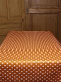 NAPPE TOILE CIREE RECTANGLE 140x220 cm POINT ORANGE Finition Biais tissus, Anti-tâches