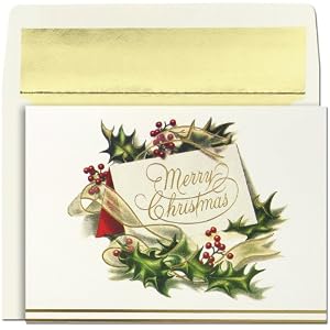 Holly & Ribbon Christmas Cards -