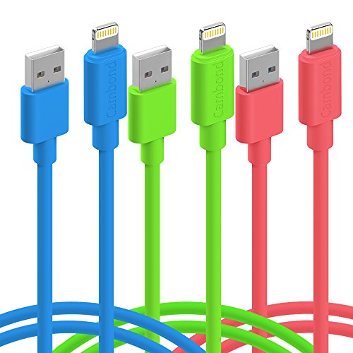 Cambond iPhone Cord, 3 Pack 8 Pin Apple Certified Lightning to USB Cable Durable Stepped Updated Cord Fast Charger / Rapid Charging Cable 6ft (Blue + Peach + Green)