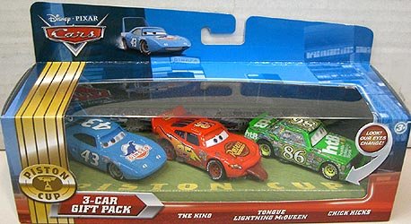 Disney / Pixar CARS Movie 155 Die Cast Cars 3Car Gift Pack The King, Tongue Lightning McQueen Chick Hicks Lenticular Eyes!