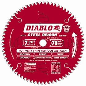 Freud D0770F Diablo Steel Demon Ferrous Cutting Saw Blade 7-1/4-Inch by 70t 5/8-Inch arbor