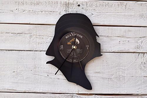 Darth Vader Vinyl Record Clock ~ Upcycled Recycled Repurposed, Silhouette Portrait, Star Wars Shadow Art, Unique Gifts for Men and Geeks