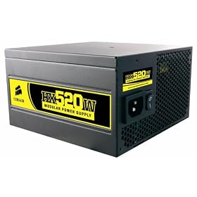 Corsair HX Series, 520 Watt,  ATX, EPS12V, PS/2, Modular Power Supply, UK Version (CMPSU-520HXUK)