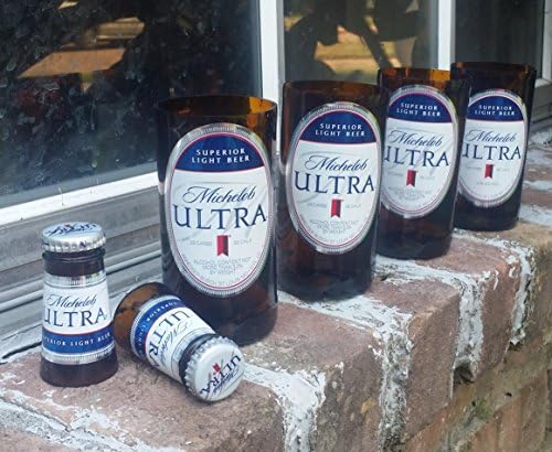 Set of 4 upcycled Michelob Ultra glasses and 2 shot glasses