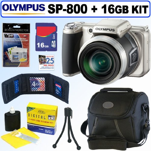 Olympus SP-800UZ 14MP Digital Camera + 16GB Accessory Kit
