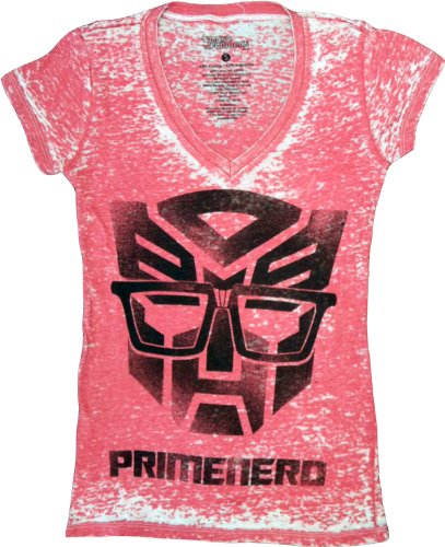  Transformers Primenerd Red V-Neck Juniors T-shirt Tee