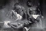Men in Sauna (Steamy) Art Poster Print - 22 X 32