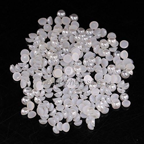 Toolya 10000pcs Half Round Bead Flat Back Acrylic Pearl Scrapbooking Embellishment Craft (3mm, White)