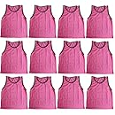 BlueDot Trading Youth Sports Pinnies High Quality Scrimmage Training Vests (12-Pack), Pink