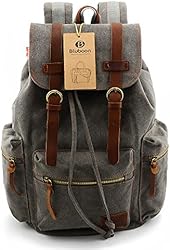 BLUBOON(TM) New Fashion Vintage Canvas Leather Schoolbag Laptop Backpack Rucksack Satchel Hiking Bag