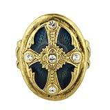 Ornate Blue Enamel Cross Stretch Ring