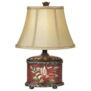Hand-Painted Floral Canister Accent Table Lamp by Universal Lighting and Decor