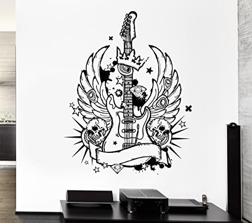 ChrisGDodge Wall Sticker Home Decor King of Guitar Skull Rock Music Rock`n`Roll Hippie Teen Cool Decor