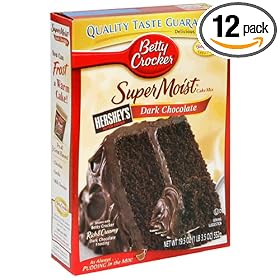 Betty Crocker Supermoist Cake Mix, Dark Chocolate, 19.5-Ounce Boxes (Pack of 12)