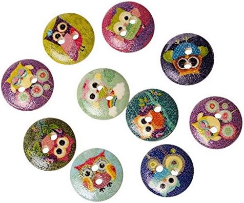 Pack of 50PCS - Mixed Colours of Various Owl Shaped Mixed Buttons for Sewing and Crafting
