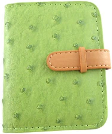 Melody Quality Leather Business Name Card Holder - Book Style with 26 Card Pockets (Green)