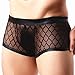 Cczmfeas Mens Mesh Sheer Breathable Underwear Boxer Briefs Trunks Underpants 3 Pack (Black, Large)