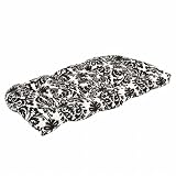Pillow Perfect Outdoor Black/Beige Damask Wicker Loveseat Cushion