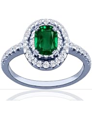 Platinum Cushion Cut Emerald Ring With Sidestones