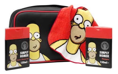 Homer Simpson Toiletry Bag with Face Towel, Shampoo & Shower Gel