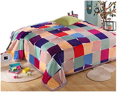 VVLuck Extra Soft Fleece Bedding Blanket Lightweight Elegant Graceful Throw/Bed Thickening Pure Color Blanket for Kids Adult in Winter for Home Bed Use Checked Pattern Full(71"x79"/180cm x 200cm)