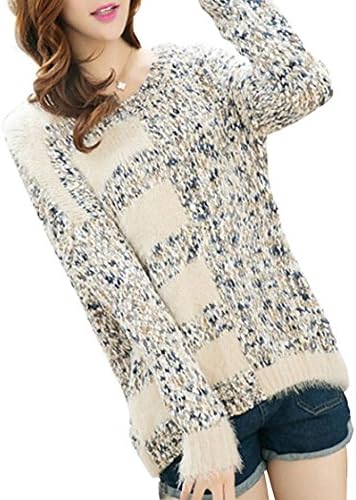 DoubleSexy Women's Fluffy Jumper Round-neck Ladies Mohair Sweater Winter Top Korean Style