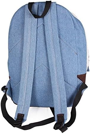 woooo® 2015 Cute Bow Vintage Lace Jeans Backpack Bag Tote Handbag Campus College(Dark Blue)