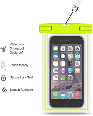 Universal Waterproof Case, Cell Phone Dry Bag for Apple iPhone 6S 6,6S Plus, 5S 5, Samsung Galaxy S6, Note 4 3, HTC LG Sony Nokia Motorola (Green)