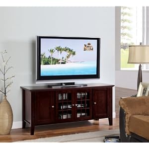 54 Dark Cherry Wood Plasma TV Console Stand Entertainment Center by