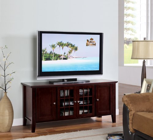 54 Dark Cherry Wood Plasma TV Console Stand Entertainment Center