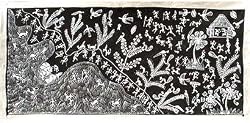 Asian Art Warli Paintings Home Decor 18 x 39 inches (warli147)