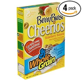 Berry Burst Cheerios Strawberry Banana, 11-Ounce Boxes (Pack of 4)