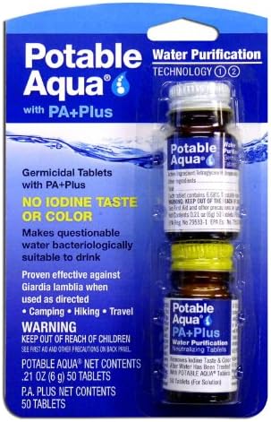 Potable Aqua Water Purification Tablets with PA Plus (150 Tablets)