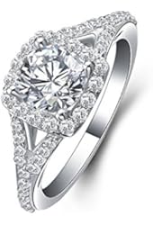 Jewelrypalace Women's 1.4ct Cubic Zirconia Engagement Ring Cz Wedding Band Anniversary Halo 925 Sterling Silver