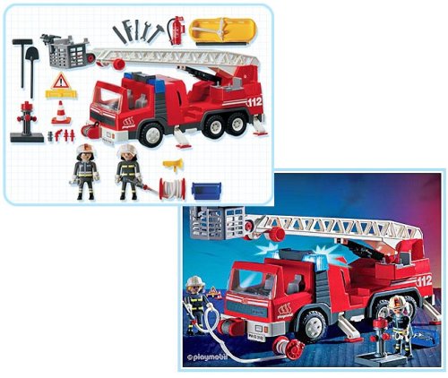 Childrens Toyshop  Toys : Playmobil Rescue 3182: Ladder Fire Engine