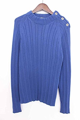 (エルメス)HERMES ショルダーボタンデザインニットカットソー(L/ブルー)