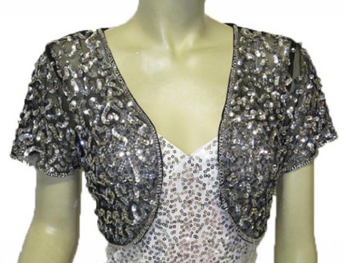 Alivila.Y Fashion Women Mesh Sequins Short Sleeve Bolero Shrug Jacket