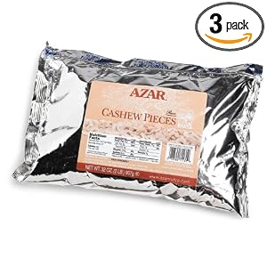 Azar Nut Company Cashews, Raw Pieces, 32-Ounce Resealable Bags (Pack of 3) by Cashew Pieces